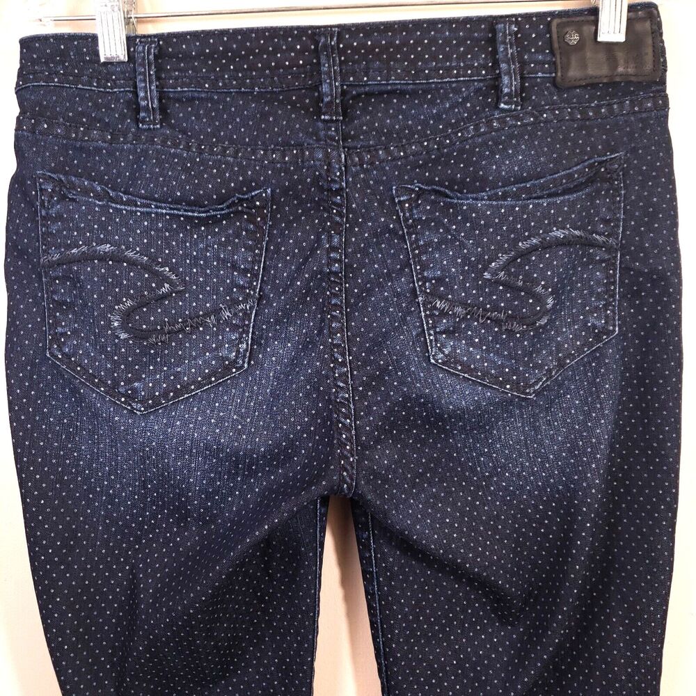 Silver Jeans Womens 30x31 Suki Super Skinny  Blue Polka Dot Stretch Denim